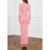 image:imagePRETTYGARDEN Womens Fall Wedding Guest Cocktail Midi Dresses Elegant Long Sleeve Bodycon Ruched Dress 2026 Fashion ClothingPink