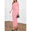 image:imagePRETTYGARDEN Womens Fall Wedding Guest Cocktail Midi Dresses Elegant Long Sleeve Bodycon Ruched Dress 2026 Fashion ClothingPink
