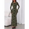 image:imagePRETTYGARDEN Womens Floral Bodycon Maxi Dress 2026 Spring Elegant Mesh Long Sleeve Formal Wedding Guest Cocktail DressesArmy Green