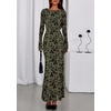 image:imagePRETTYGARDEN Womens Floral Bodycon Maxi Dress 2026 Spring Elegant Mesh Long Sleeve Formal Wedding Guest Cocktail DressesArmy Green