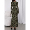 image:imagePRETTYGARDEN Womens Floral Bodycon Maxi Dress 2026 Spring Elegant Mesh Long Sleeve Formal Wedding Guest Cocktail DressesArmy Green