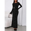 image:imagePRETTYGARDEN Womens Floral Bodycon Maxi Dress 2026 Spring Elegant Mesh Long Sleeve Formal Wedding Guest Cocktail DressesBlack