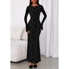 image:imagePRETTYGARDEN Womens Floral Bodycon Maxi Dress 2026 Spring Elegant Mesh Long Sleeve Formal Wedding Guest Cocktail DressesBlack