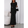 image:imagePRETTYGARDEN Womens Floral Bodycon Maxi Dress 2026 Spring Elegant Mesh Long Sleeve Formal Wedding Guest Cocktail DressesBlack