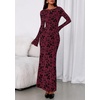 image:imagePRETTYGARDEN Womens Floral Bodycon Maxi Dress 2026 Spring Elegant Mesh Long Sleeve Formal Wedding Guest Cocktail DressesBurgundy
