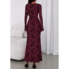 image:imagePRETTYGARDEN Womens Floral Bodycon Maxi Dress 2026 Spring Elegant Mesh Long Sleeve Formal Wedding Guest Cocktail DressesBurgundy