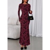 image:imagePRETTYGARDEN Womens Floral Bodycon Maxi Dress 2026 Spring Elegant Mesh Long Sleeve Formal Wedding Guest Cocktail DressesBurgundy