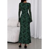 image:imagePRETTYGARDEN Womens Floral Bodycon Maxi Dress 2026 Spring Elegant Mesh Long Sleeve Formal Wedding Guest Cocktail DressesDark Green