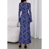 image:imagePRETTYGARDEN Womens Floral Bodycon Maxi Dress 2026 Spring Elegant Mesh Long Sleeve Formal Wedding Guest Cocktail DressesDusty Blue