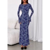 image:imagePRETTYGARDEN Womens Floral Bodycon Maxi Dress 2026 Spring Elegant Mesh Long Sleeve Formal Wedding Guest Cocktail DressesDusty Blue