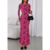 image:imagePRETTYGARDEN Womens Floral Bodycon Maxi Dress 2026 Spring Elegant Mesh Long Sleeve Formal Wedding Guest Cocktail DressesHot Pink