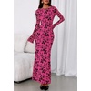 image:imagePRETTYGARDEN Womens Floral Bodycon Maxi Dress 2026 Spring Elegant Mesh Long Sleeve Formal Wedding Guest Cocktail DressesHot Pink