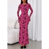image:imagePRETTYGARDEN Womens Floral Bodycon Maxi Dress 2026 Spring Elegant Mesh Long Sleeve Formal Wedding Guest Cocktail DressesHot Pink