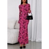 image:imagePRETTYGARDEN Womens Floral Bodycon Maxi Dress 2026 Spring Elegant Mesh Long Sleeve Formal Wedding Guest Cocktail DressesHot Pink