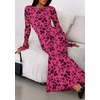 image:imagePRETTYGARDEN Womens Floral Bodycon Maxi Dress 2026 Spring Elegant Mesh Long Sleeve Formal Wedding Guest Cocktail DressesHot Pink