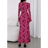 image:imagePRETTYGARDEN Womens Floral Bodycon Maxi Dress 2026 Spring Elegant Mesh Long Sleeve Formal Wedding Guest Cocktail DressesHot Pink