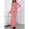 image:imagePRETTYGARDEN Womens Floral Bodycon Maxi Dress 2026 Spring Elegant Mesh Long Sleeve Formal Wedding Guest Cocktail DressesPink