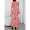 image:imagePRETTYGARDEN Womens Floral Bodycon Maxi Dress 2026 Spring Elegant Mesh Long Sleeve Formal Wedding Guest Cocktail DressesPink
