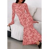 image:imagePRETTYGARDEN Womens Floral Bodycon Maxi Dress 2026 Spring Elegant Mesh Long Sleeve Formal Wedding Guest Cocktail DressesPink