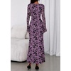 image:imagePRETTYGARDEN Womens Floral Bodycon Maxi Dress 2026 Spring Elegant Mesh Long Sleeve Formal Wedding Guest Cocktail DressesPurple