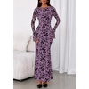 image:imagePRETTYGARDEN Womens Floral Bodycon Maxi Dress 2026 Spring Elegant Mesh Long Sleeve Formal Wedding Guest Cocktail DressesPurple