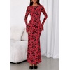 image:imagePRETTYGARDEN Womens Floral Bodycon Maxi Dress 2026 Spring Elegant Mesh Long Sleeve Formal Wedding Guest Cocktail DressesRed