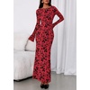 image:imagePRETTYGARDEN Womens Floral Bodycon Maxi Dress 2026 Spring Elegant Mesh Long Sleeve Formal Wedding Guest Cocktail DressesRed