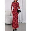 image:imagePRETTYGARDEN Womens Floral Bodycon Maxi Dress 2026 Spring Elegant Mesh Long Sleeve Formal Wedding Guest Cocktail DressesRed