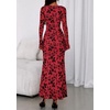 image:imagePRETTYGARDEN Womens Floral Bodycon Maxi Dress 2026 Spring Elegant Mesh Long Sleeve Formal Wedding Guest Cocktail DressesRed