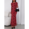 image:imagePRETTYGARDEN Womens Floral Bodycon Maxi Dress 2026 Spring Elegant Mesh Long Sleeve Formal Wedding Guest Cocktail DressesRed