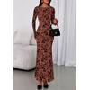 image:imagePRETTYGARDEN Womens Floral Bodycon Maxi Dress 2026 Spring Elegant Mesh Long Sleeve Formal Wedding Guest Cocktail DressesRust