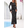 image:imagePRETTYGARDEN Womens Floral Bodycon Maxi Dress 2026 Spring Elegant Mesh Long Sleeve Formal Wedding Guest Cocktail DressesStyle2black