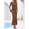 image:imagePRETTYGARDEN Womens Floral Bodycon Maxi Dress 2026 Spring Elegant Mesh Long Sleeve Formal Wedding Guest Cocktail DressesStyle2brown