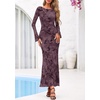 image:imagePRETTYGARDEN Womens Floral Bodycon Maxi Dress 2026 Spring Elegant Mesh Long Sleeve Formal Wedding Guest Cocktail DressesStyle2dark Purple Red