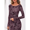 image:imagePRETTYGARDEN Womens Floral Bodycon Maxi Dress 2026 Spring Elegant Mesh Long Sleeve Formal Wedding Guest Cocktail DressesStyle2dark Purple Red