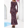 image:imagePRETTYGARDEN Womens Floral Bodycon Maxi Dress 2026 Spring Elegant Mesh Long Sleeve Formal Wedding Guest Cocktail DressesStyle2dark Purple Red