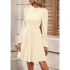 image:imagePRETTYGARDEN Womens Long Sleeve Mini Dress 2026 Fall Trendy Crewneck Ribbed Knit Soft A Line Flowy Summer Formal DressesBeige