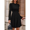 image:imagePRETTYGARDEN Womens Long Sleeve Mini Dress 2026 Fall Trendy Crewneck Ribbed Knit Soft A Line Flowy Summer Formal DressesBlack