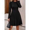 image:imagePRETTYGARDEN Womens Long Sleeve Mini Dress 2026 Fall Trendy Crewneck Ribbed Knit Soft A Line Flowy Summer Formal DressesBlack