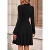 image:imagePRETTYGARDEN Womens Long Sleeve Mini Dress 2026 Fall Trendy Crewneck Ribbed Knit Soft A Line Flowy Summer Formal DressesBlack