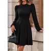 image:imagePRETTYGARDEN Womens Long Sleeve Mini Dress 2026 Fall Trendy Crewneck Ribbed Knit Soft A Line Flowy Summer Formal DressesBlack