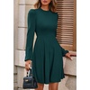 image:imagePRETTYGARDEN Womens Long Sleeve Mini Dress 2026 Fall Trendy Crewneck Ribbed Knit Soft A Line Flowy Summer Formal DressesDark Green