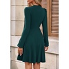 image:imagePRETTYGARDEN Womens Long Sleeve Mini Dress 2026 Fall Trendy Crewneck Ribbed Knit Soft A Line Flowy Summer Formal DressesDark Green