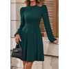 image:imagePRETTYGARDEN Womens Long Sleeve Mini Dress 2026 Fall Trendy Crewneck Ribbed Knit Soft A Line Flowy Summer Formal DressesDark Green