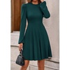 image:imagePRETTYGARDEN Womens Long Sleeve Mini Dress 2026 Fall Trendy Crewneck Ribbed Knit Soft A Line Flowy Summer Formal DressesDark Green