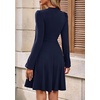 image:imagePRETTYGARDEN Womens Long Sleeve Mini Dress 2026 Fall Trendy Crewneck Ribbed Knit Soft A Line Flowy Summer Formal DressesNavy Blue