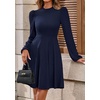 image:imagePRETTYGARDEN Womens Long Sleeve Mini Dress 2026 Fall Trendy Crewneck Ribbed Knit Soft A Line Flowy Summer Formal DressesNavy Blue