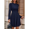 image:imagePRETTYGARDEN Womens Long Sleeve Mini Dress 2026 Fall Trendy Crewneck Ribbed Knit Soft A Line Flowy Summer Formal DressesNavy Blue