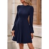 image:imagePRETTYGARDEN Womens Long Sleeve Mini Dress 2026 Fall Trendy Crewneck Ribbed Knit Soft A Line Flowy Summer Formal DressesNavy Blue