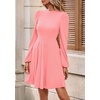 image:imagePRETTYGARDEN Womens Long Sleeve Mini Dress 2026 Fall Trendy Crewneck Ribbed Knit Soft A Line Flowy Summer Formal DressesPink